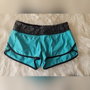 lululemon athletica Turquoise Running Shorts with Black Waistband